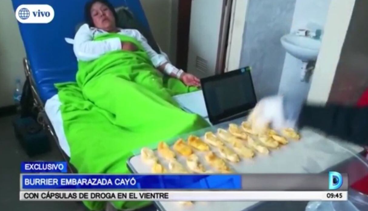 Embarazada intentó viajar con 43 cápsulas de droga en el vientre en el Aeropuerto Internacional Jorge Chávez. (Capturas: Día D)