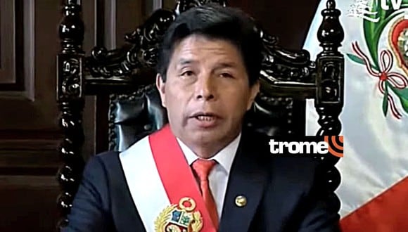 Pedro Castillo dio un golpe de estado en un mensaje a la nación el miércoles 7 de diciembre del año pasado. (Foto: Captura TV)
