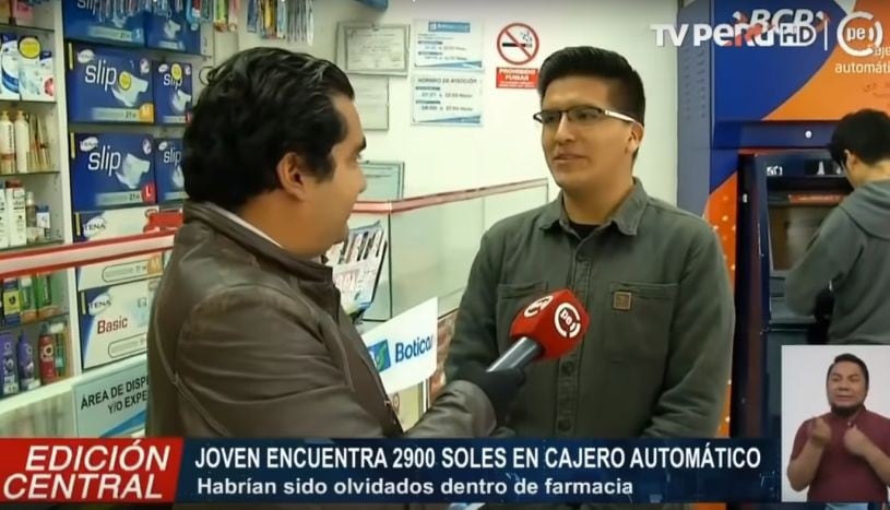 Óscar Corpus Romero contó a TV Perú Noticias que encontró el dinero cuando salió de su casa para retirar dinero en el cajero e irse a almorzar.
