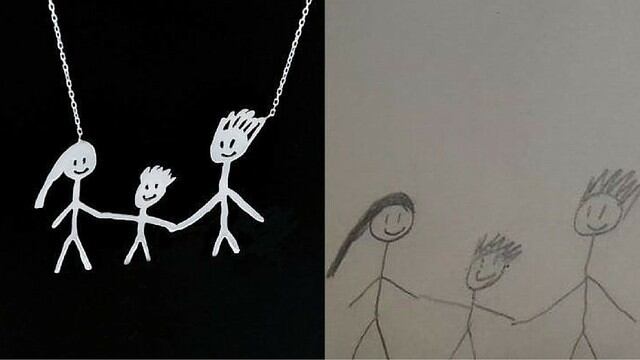 Hermanas turcas crean joyas a partir de dibujos de sus hijos. (Foto: Facebook/tasarimtakarim)