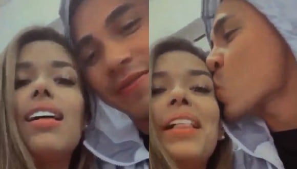 Jean Deza, jugador del Binacional de Puno, compartió una historia besándo a Shirley Arica. (Captura/Instagram/jeandeza9)