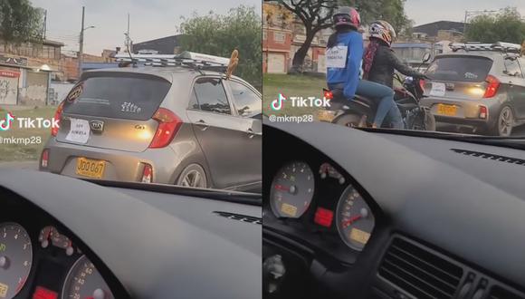Una mujer colombiana está dando sus primeros pasos para aprender a manejar fue escoltada por un par de jóvenes en moto. (TikTok: @mkmp28)