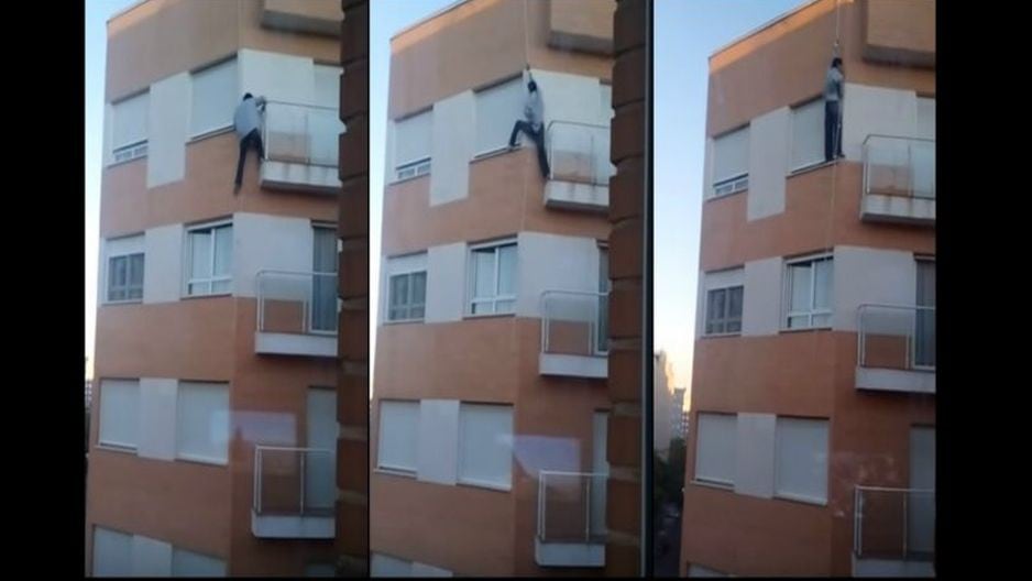 Un ecuatoriano que vivía en España se había olvidado las llaves y quiso ingresar por la ventana de un edificio. Lamentablemente, falleció. (Captura: YouTube)