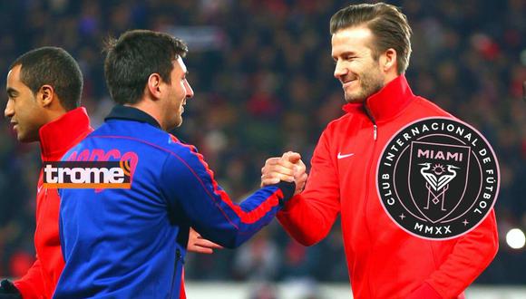 Lionel Messi se saluda con David Beckham actual propietario de Inter de Miami (Foto: EFE)
