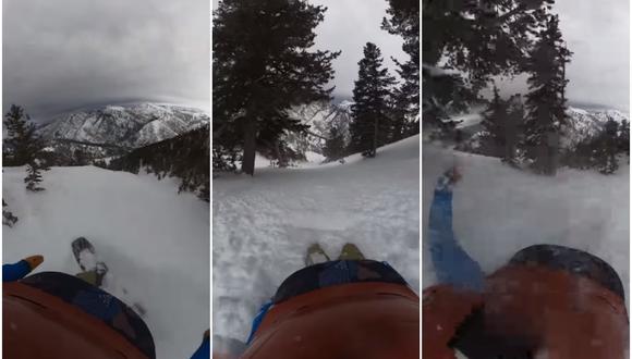 El aterrador momento en que un snowboarder es arrastrado 90 metros por una avalancha: video es viral. (Foto: Blake Nielson / YouTube)