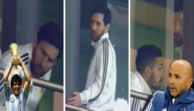 Lionel Messi no pudo ver más la goleada que España le estaba propinando a Argentina y se fue sin decir ni una palabra.