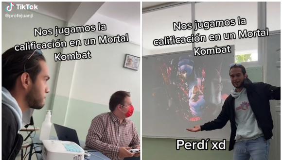 Joven retó a su maestro a una pelea virtual en Mortal Kombat para aprobar el curso. (Foto: @profejuanji / TikTok)