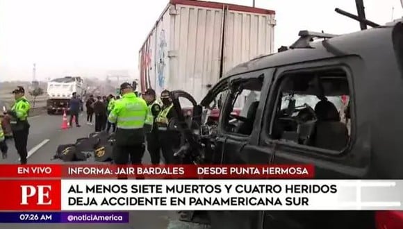 Accidente en la Panamericana Sur: siete miembros de una familia fallecen en Punta Hermosa. (Captura: América TV)