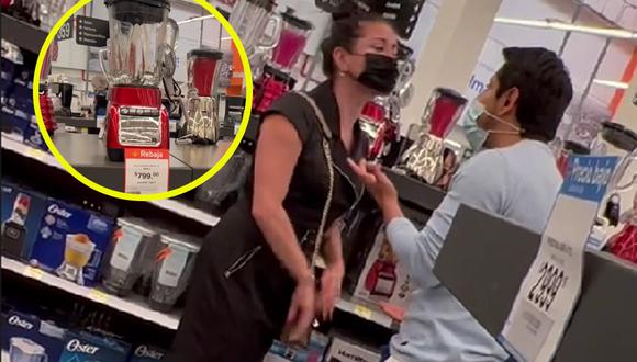 Una pareja protagonizó una pelea en un supermercado porque la mujer quería una licuadora nueva (TikTok: @ladypreciosbajos.mx)