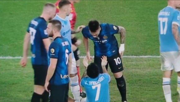Lautaro Martínez se enfureció con Felipe Anderson tras gol de Lazio a Inter. (Captura: ESPN)