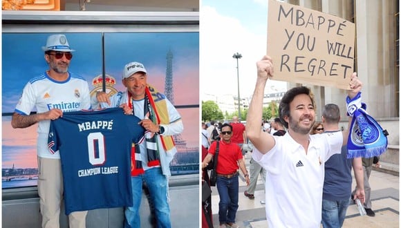 Hinchas de Real Madrid dedican insultos contra Kylian Mbappé en París. (Foto: Difusión/Composición)