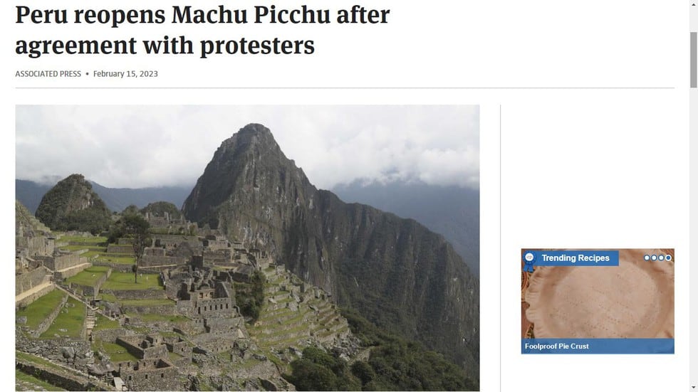 Machu Picchu en los ojos del mundo. Importantes medios internacionales reportan la reapertura del Santuario Inca. La promoción mundial impulsará el turismo en una zona duramente afectada por las protestas.