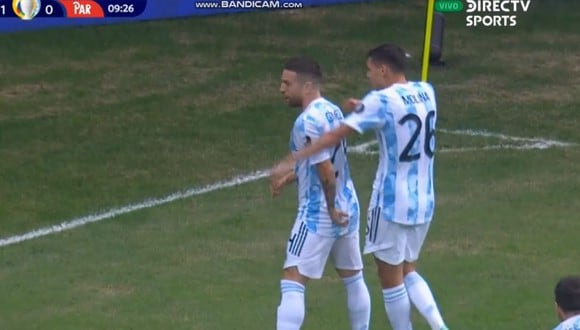 El gol del 'Papu' Gómez para el 1-0 de Argentina vs. Paraguay. (Fuente: DirecTV)
