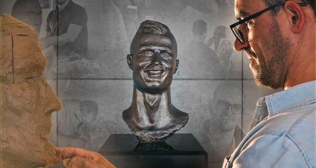 Esta es la nueva escultura que hizo Emanuel Santos para Cristiano Ronaldo en aeropuerto de Madeira