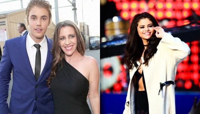 Justin Bieber, su mamá y Selena Gomez.