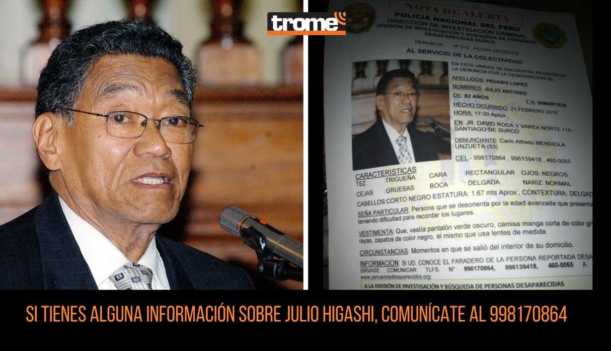Julio Higashi, padre de Pilar Higashi, desapareció en Surco