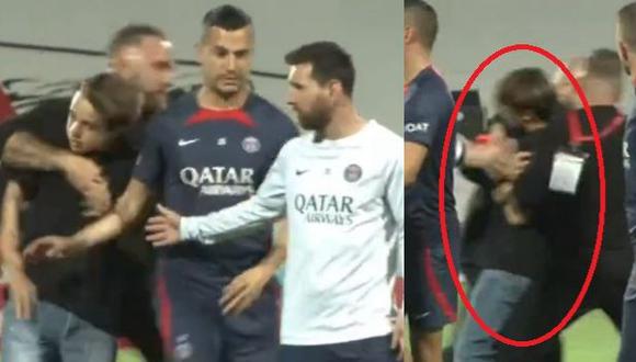 Lionel Messi reaccionó ante invasión de hincha que fue echado por la seguridad. (Foto: ESPN)