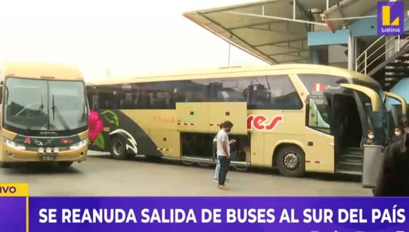 Buses interprovinciales reiniciaron sus servicios hacia el sur del país. Foto: Latina