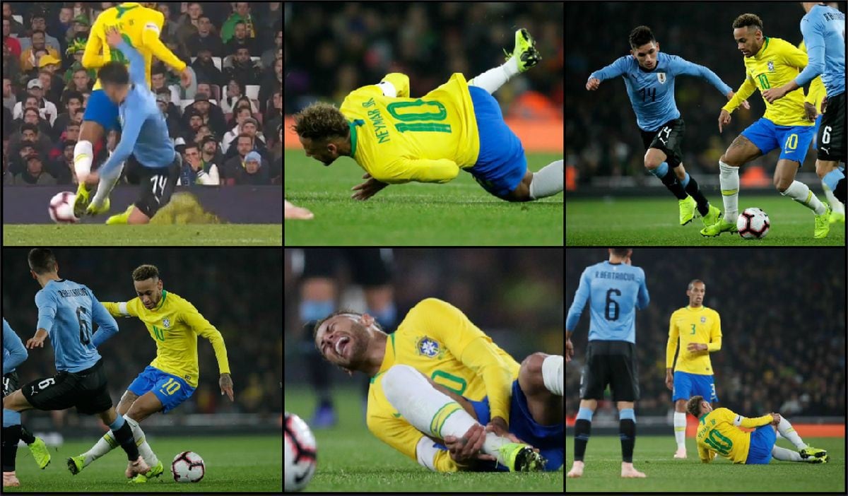 Neymar intentó humillar a Torreira con taquito y recibió brutal patada en Brasil vs Uruguay