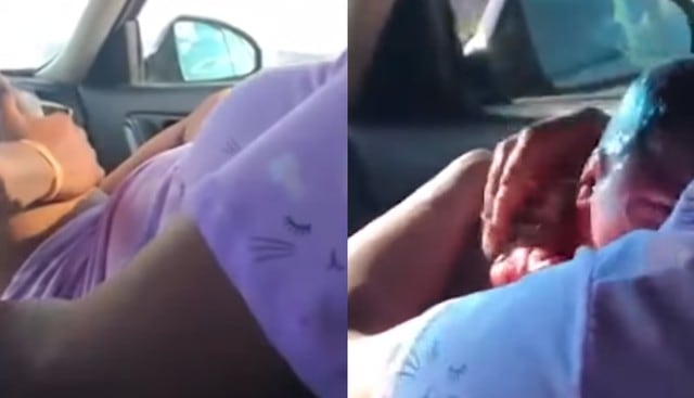 “El bebé ya viene, el bebé ya viene”: Mujer dio a luz en su auto cuando iba al hospital. (Captura)