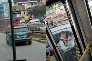 Metropolitano: Auto del Estado invade carril exclusivo y encima agreden a chofer del bus | VIDEO