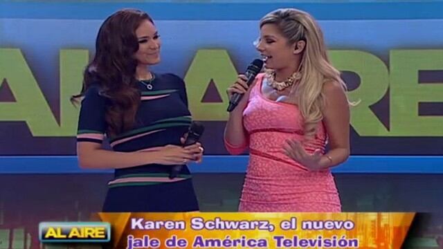 Karen Schwarz y Sofía Franco se encontraron en ‘Al Aire’, tras los rumores sobre la mala relación que tendrían. (Imagen: América TV)