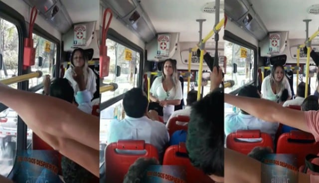 Joven insultó a los pasajeros de un bus de transporte público. (Capturas: Facebook)