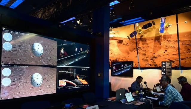 La sonda Insight de la NASA aterriza con éxito en la superficie de Marte. Foto: AFP