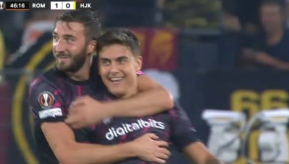 Paulo Dybala y su gol en Europa League. (Foto: captura ESPN)