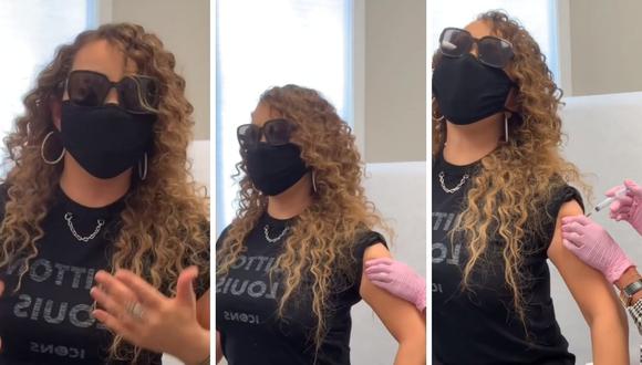Mariah Carey grabó el preciso instante que recibió la primera dosis de la vacuna contra el coronavirus. (Foto: Instagram / @mariahcarey).