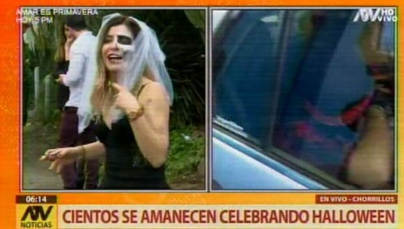 En Villa El Salvador se registró una concurrida fiesta de Halloween. (Foto: Captura de video / ATV Noticias)&nbsp;