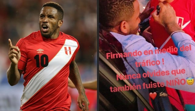 Jugador de la selección peruana se dio el tiempo de firmar autógrafos a niños en el tráfico limeño.