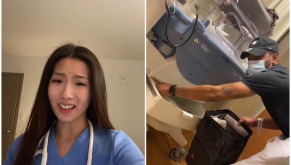 Enfermera reaccionó a video de hombre tomando pañales de hospital. (Foto: @mikiraiofficial / TikTok)