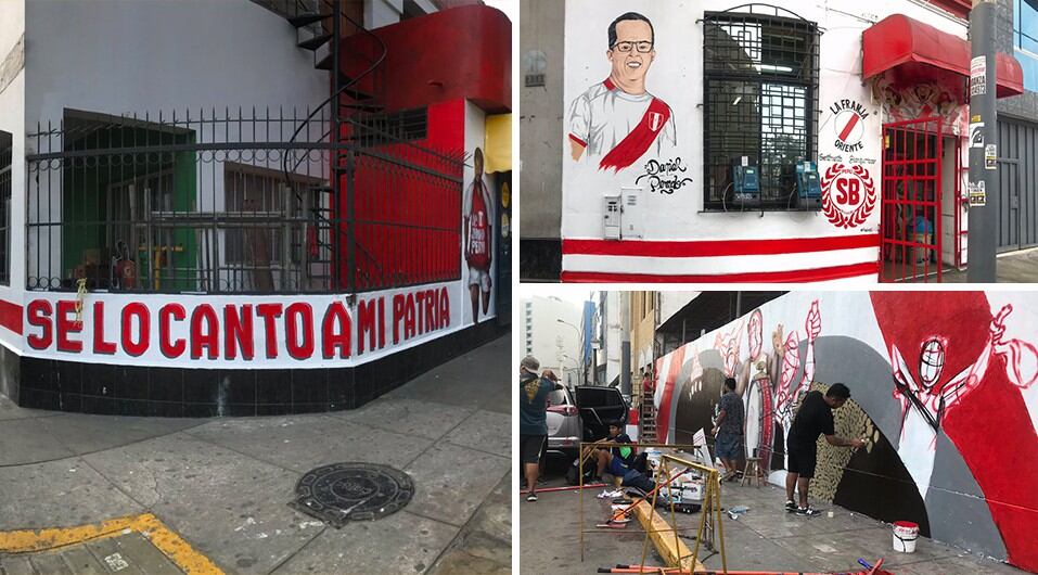 Perú vs. Ecuador: estos murales podrás ver en la calle José Díaz. (Twitter Sentimiento Blanquirrojo)