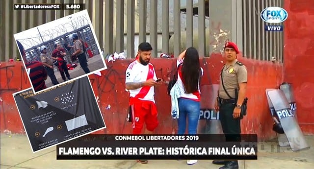 Decomisan banderas a los hinchas de River Plate y Flamengo