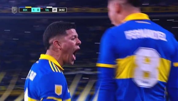 Gol de Marcos Rojo para el 1-0 de Boca Juniors vs. Talleres. (Captura: ESPN)