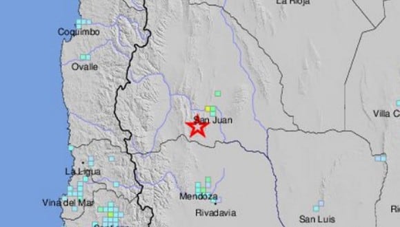 Terremoto en Argentina de magnitud 6,4. (Foto:  USGS)