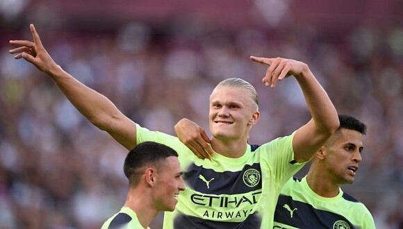 Erling Haaland anotó un doblete en el partido del Manchester City vs. West Ham. (Foto: Reuters)