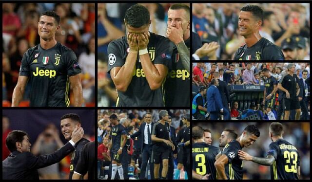 Cristiano Ronaldo fue expulsado y llora de rabia en el Juventus vs Valencia por Champions League