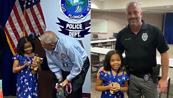La policía de Florida premió a la valiente Journee. (Foto: Twitter West Palm Beach PD)
