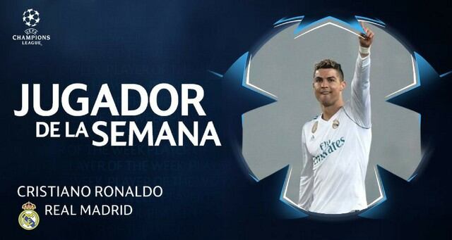 Cristiano Ronaldo fue elegido como el mejor jugador de la semana en la Champions League