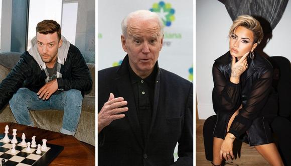 Hasta el momento tres artistas han confirmado su presencia en la investidura de Joe Biden. (Foto: AFP Jim Watson / Instagram @justintimberlake / @ddlovato)