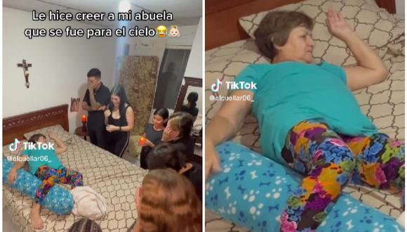 Familia le hace creer a mujer que murió mientras dormía. (Foto: @elcuellar06_ / TikTok)
