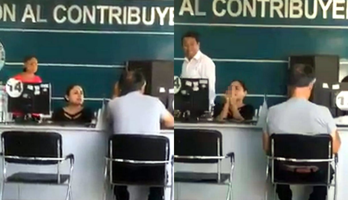 Denuncian que trabajadora de la comuna de Carabayllo ofendió a vecino con obsceno gesto en plena municipalidad. Foto: Captura de pantalla de video de Verdad Policial