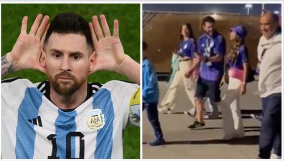 Antonela Roccuzzo fue captada reaccionando al "qué mirás, bobo" que dijo Lionel Messi. (Foto: AFP)