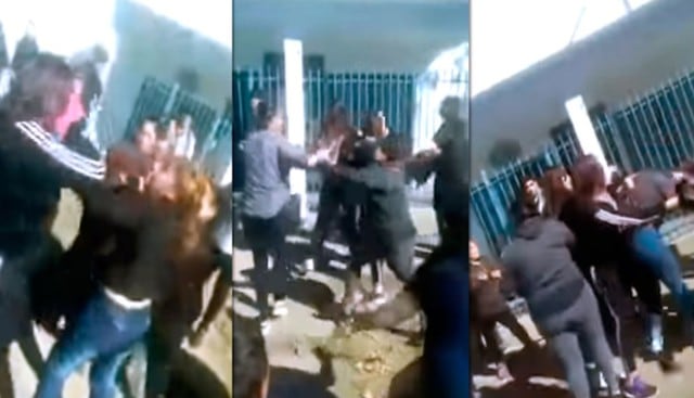 Al menos 20 madres y alumnas se agarraron a golpes en la puerta de un jardín de niños. (Capturas: YouTube)