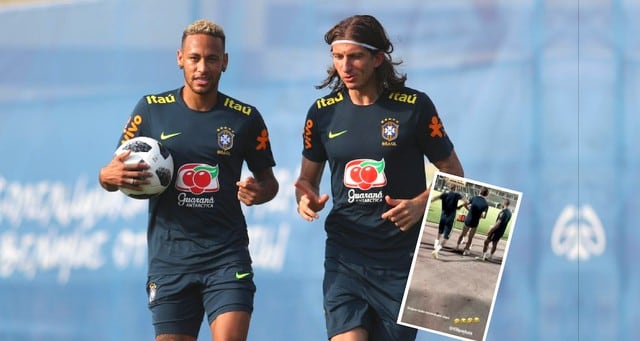Neymar pone como loco a Filipe Luis  con constantes huachas.