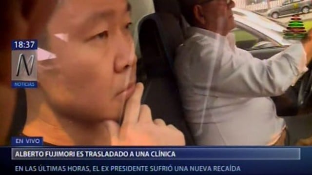 Kenji Fujimori acompañó a su padre en la ambulancia y esta fue su reacción