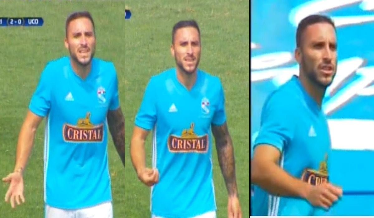 Sporting Cristal: Emanuel Herrera enojado por el cambio, vociferó con su técnico Mario Salas y hizo gestos