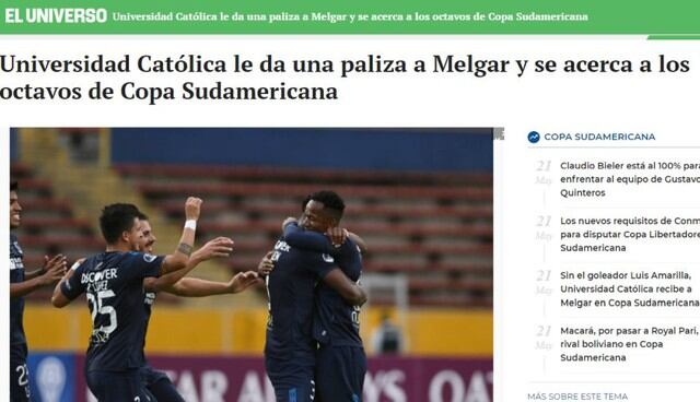 Así reaccionaron los medios ecuatorianos tras la goleada de la Universidad Católica a Melgar.